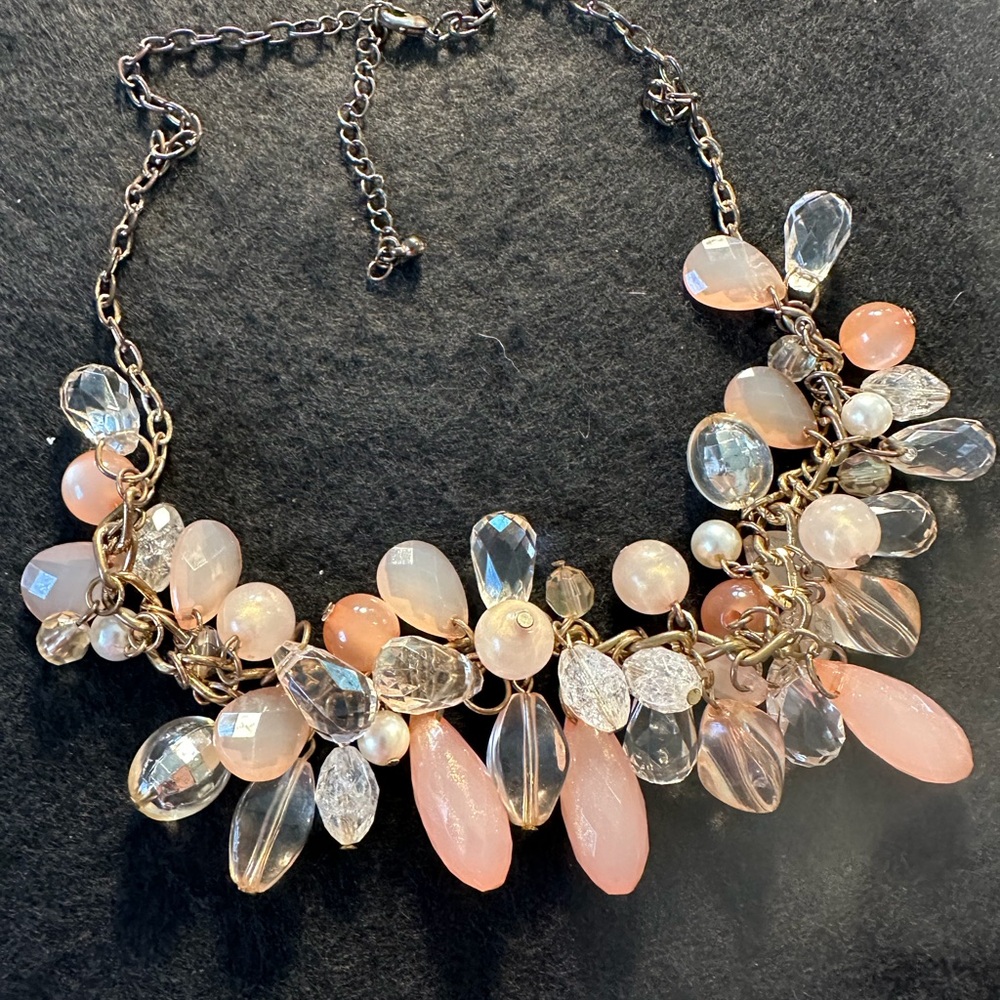 Pink and White Cluster Bead Necklace